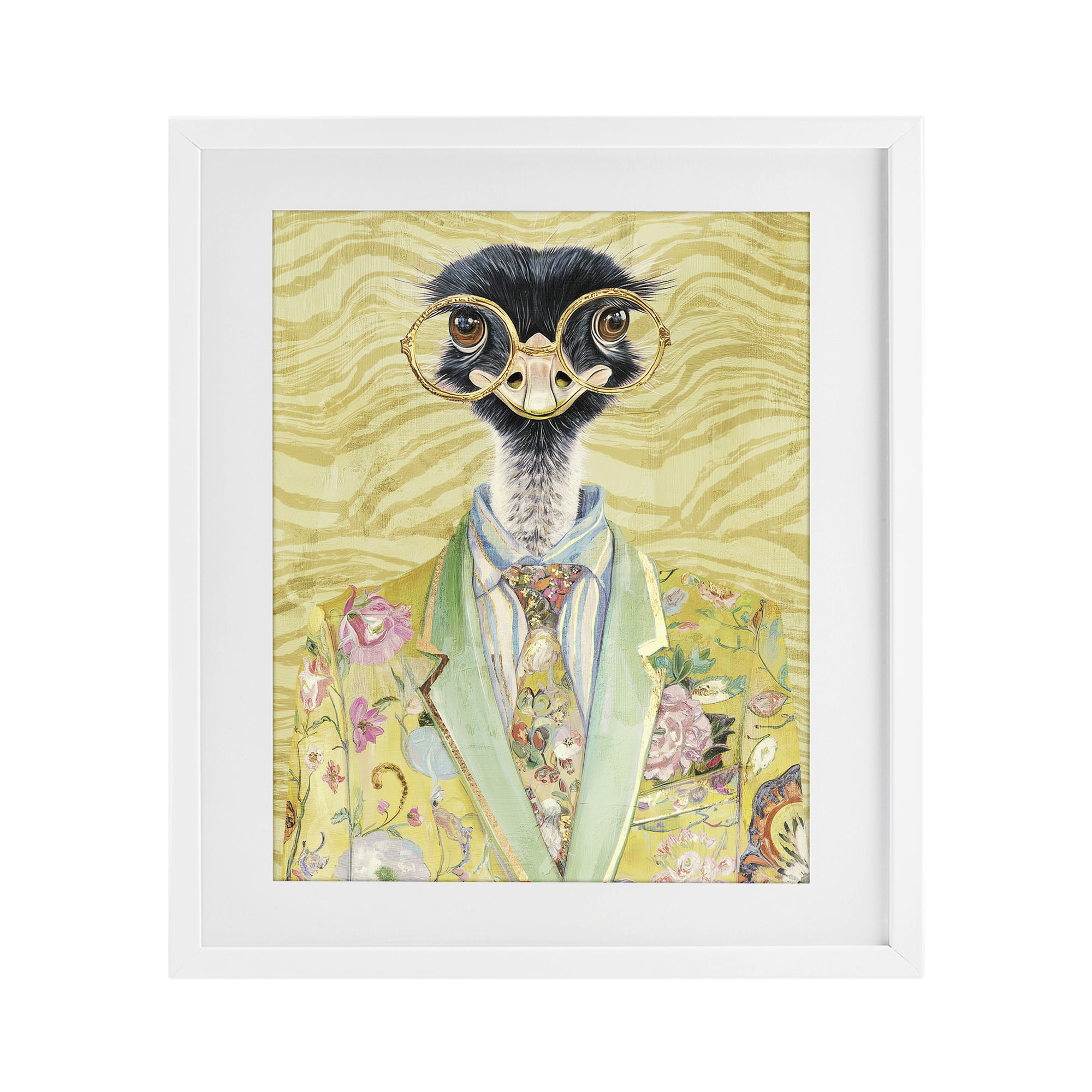 Stupell Industries Dandy Ostrich Portrait White Framed Print Under Glass, design by Svetlana Aleynikova