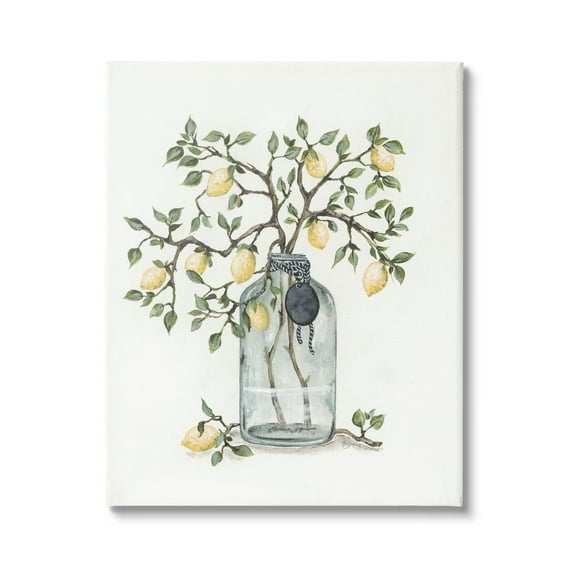 Stupell Industries Dangling Country Lemon Branches Decorated Glass Vase Painting Gallery Wrapped Canvas Print Wall Art, Design by Julie Norkus