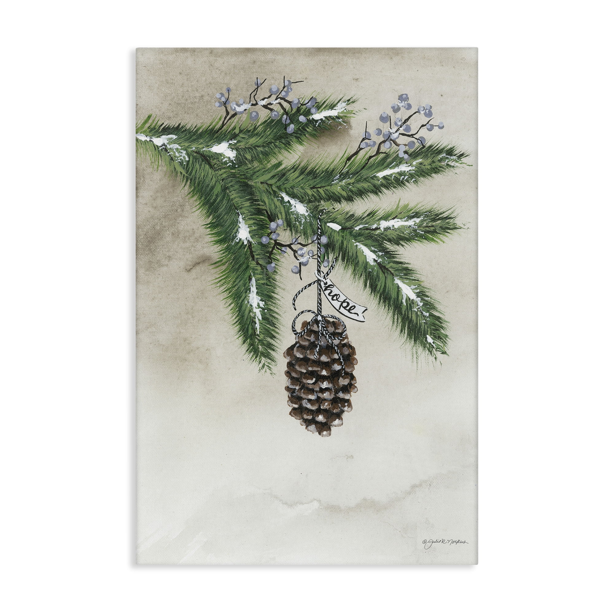 Stupell Industries Dangling Rustic Pine Cone Botanical & Floral Painting Gallery Wrapped Canvas Art Print Wall Art, 30 x 45