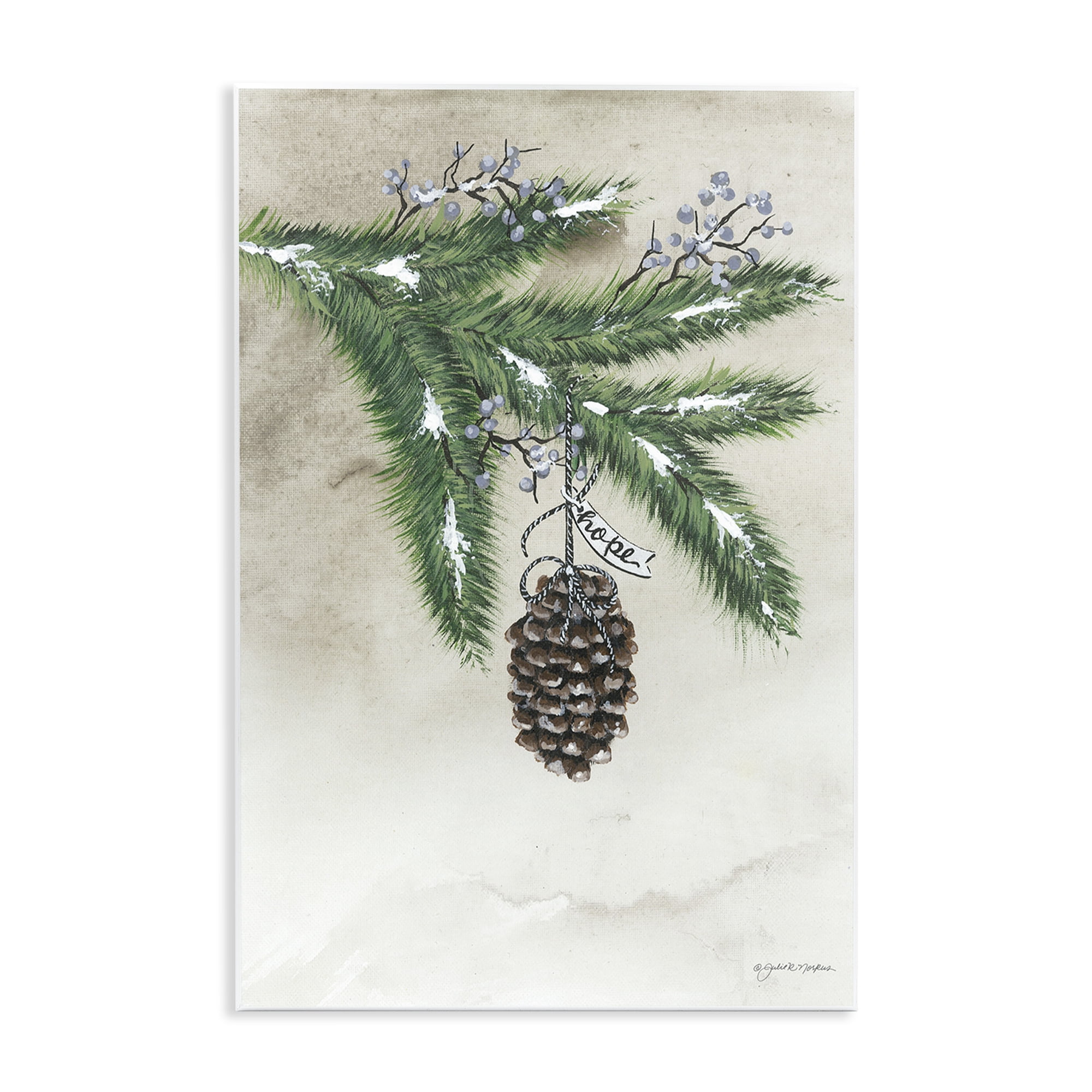Stupell Industries Dangling Rustic Pine Cone Botanical & Floral Painting Unframed Art Print Wall Art, 10 x 15