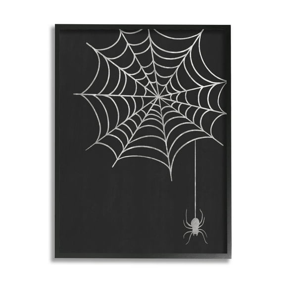 Stupell Industries Dangling Spider Web Insect Graphic Art Black Framed Art Print Wall Art, Design by Taylor Shannon Designs