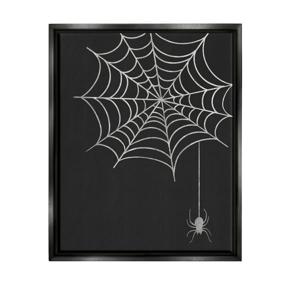 Stupell Industries Dangling Spider Web Insect Graphic Art Jet Black Floating Framed Canvas Print Wall Art, Design by Taylor Shannon Designs