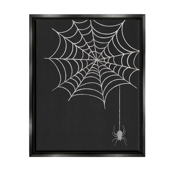 Stupell Industries Dangling Spider Web Insect Graphic Art Jet Black Floating Framed Canvas Print Wall Art, Design by Taylor Shannon Designs