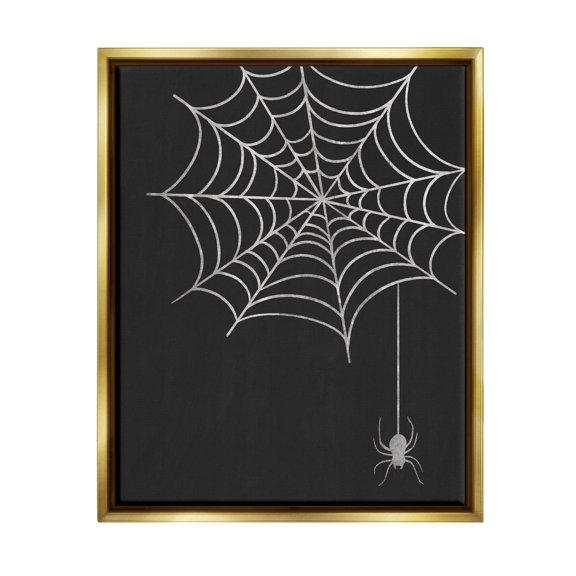 Stupell Industries Dangling Spider Web Insect Graphic Art Metallic Gold Floating Framed Canvas Print Wall Art, Design by Taylor Shannon Designs