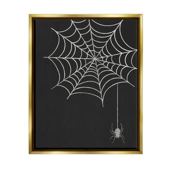Stupell Industries Dangling Spider Web Insect Graphic Art Metallic Gold Floating Framed Canvas Print Wall Art, Design by Taylor Shannon Designs