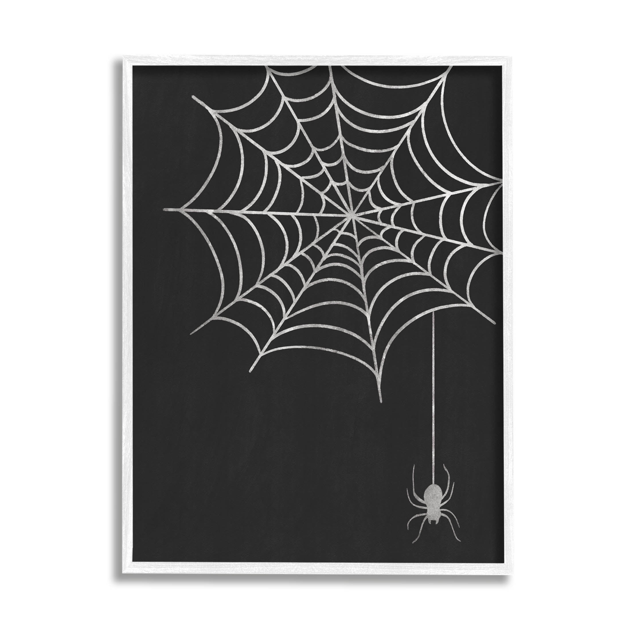Stupell Industries Dangling Spider Web Insect Graphic Art White Framed Art Print Wall Art, Design by Taylor Shannon Designs