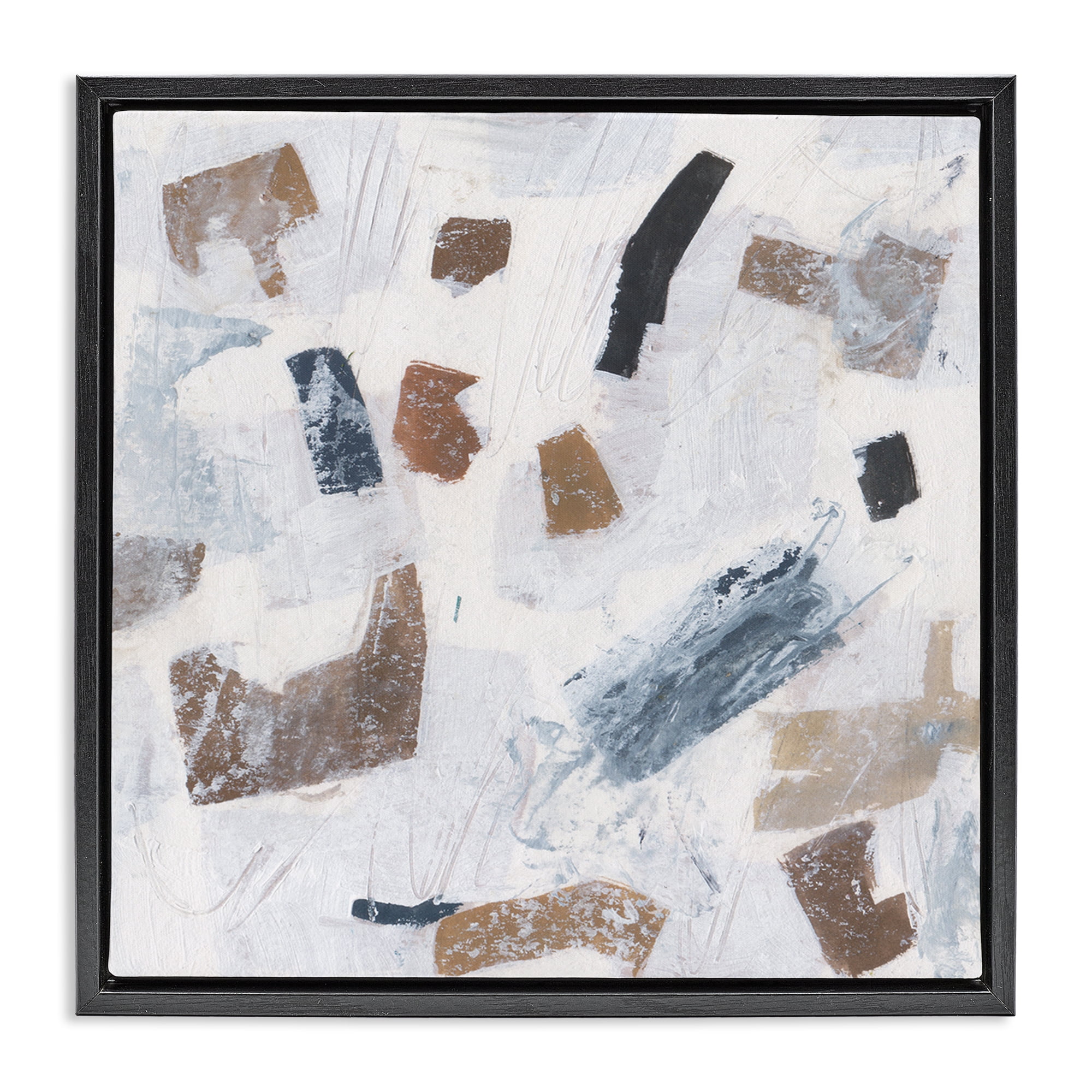 Stupell Industries Dappled Abstract Forms Abstract Painting Black Floater Framed Canvas Art Print Wall Art, 18 x 18
