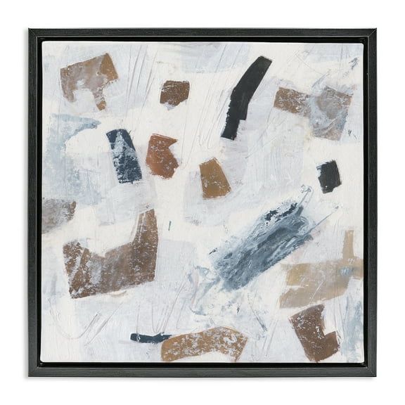 Stupell Industries Dappled Abstract Forms Abstract Painting Black Floater Framed Canvas Art Print Wall Art, 18 x 18