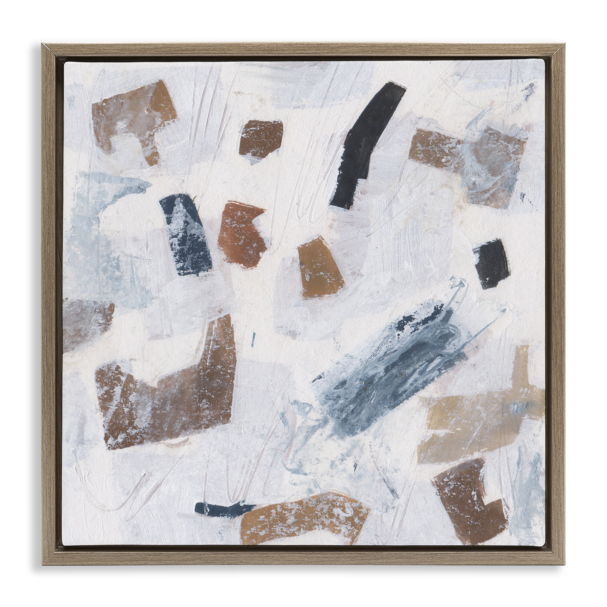 Stupell Industries Dappled Abstract Forms Abstract Painting Brown Floater Framed Canvas Art Print Wall Art, 18 x 18