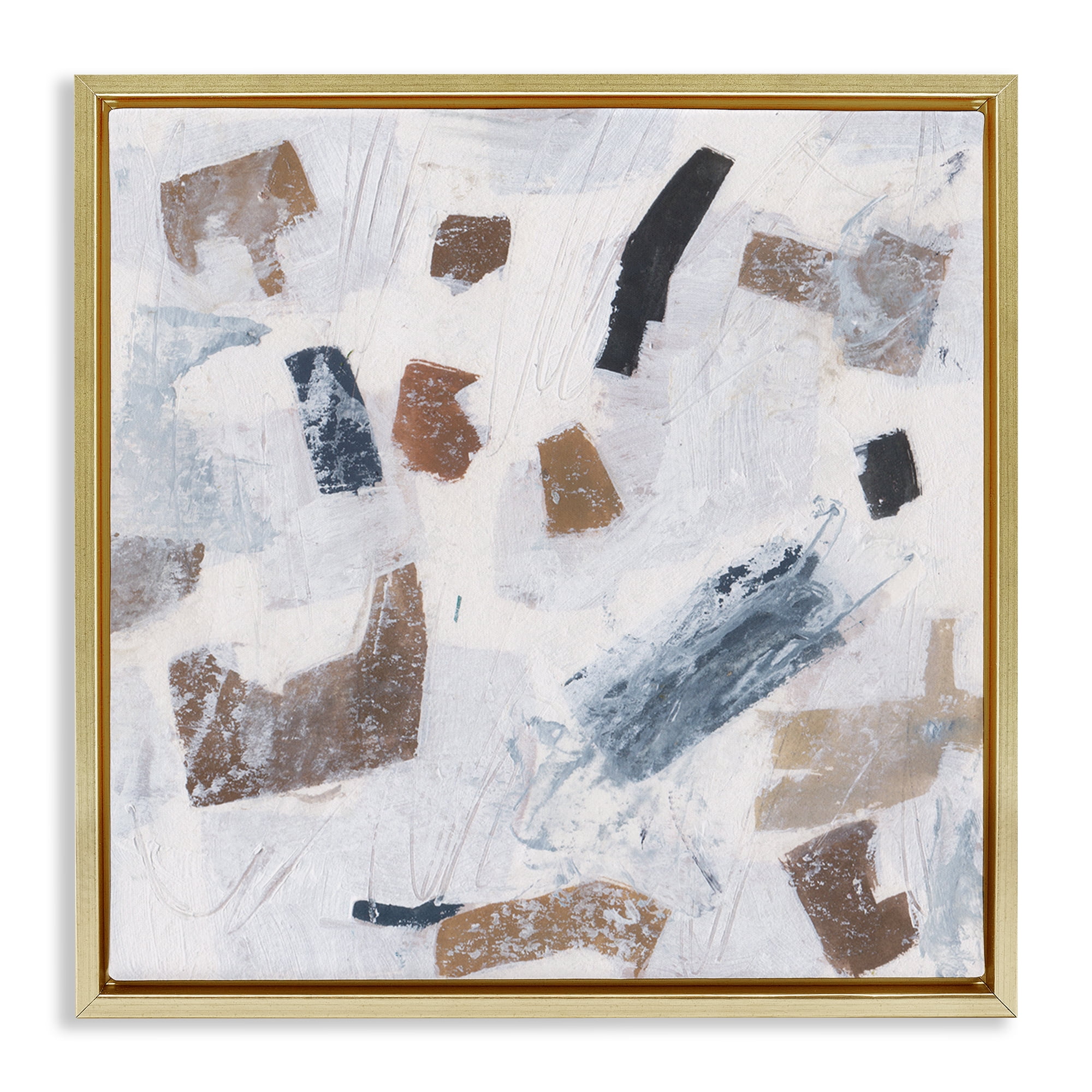Stupell Industries Dappled Abstract Forms Abstract Painting Gold Floater Framed Canvas Art Print Wall Art, 18 x 18