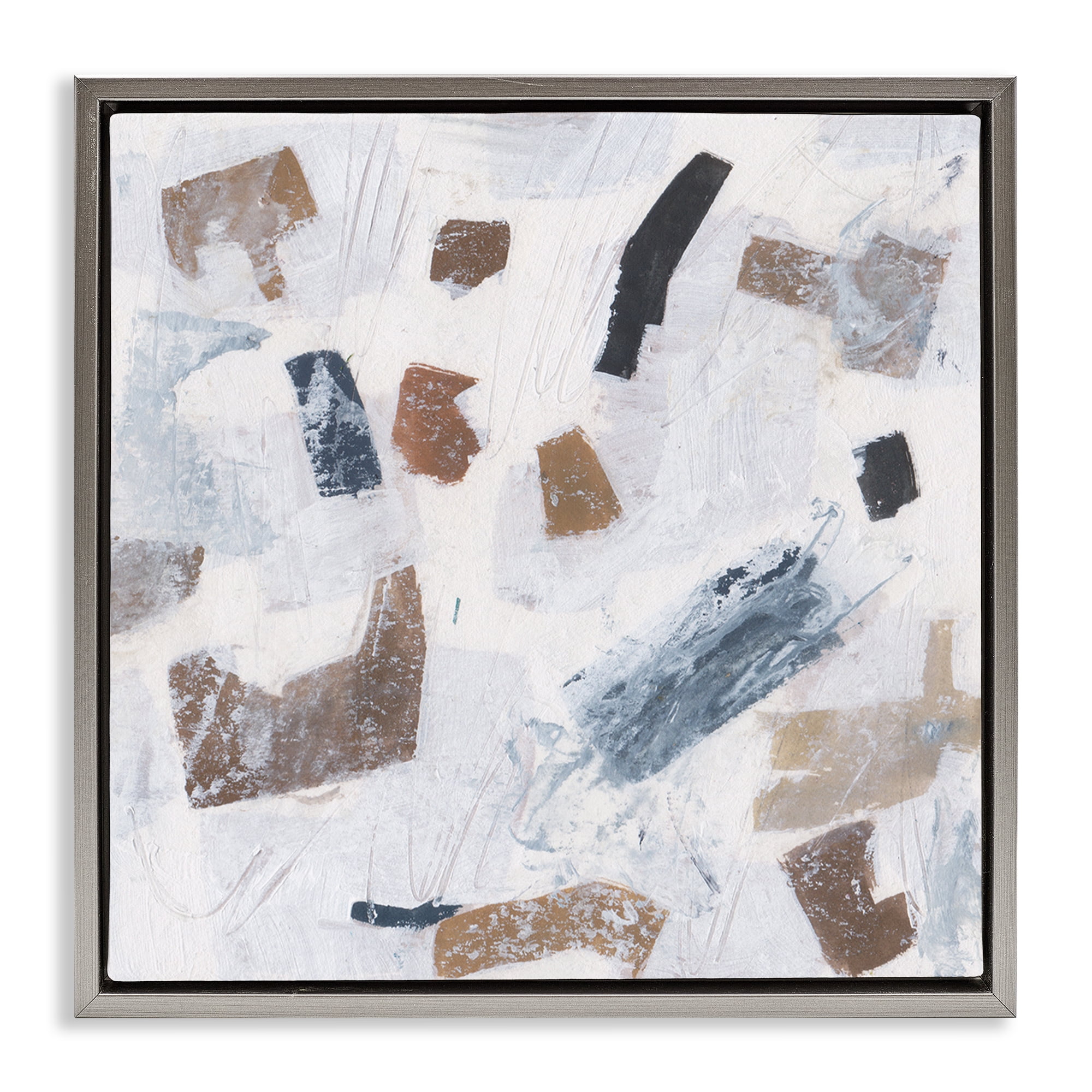 Stupell Industries Dappled Abstract Forms Abstract Painting Gray Floater Framed Canvas Art Print Wall Art, 18 x 18