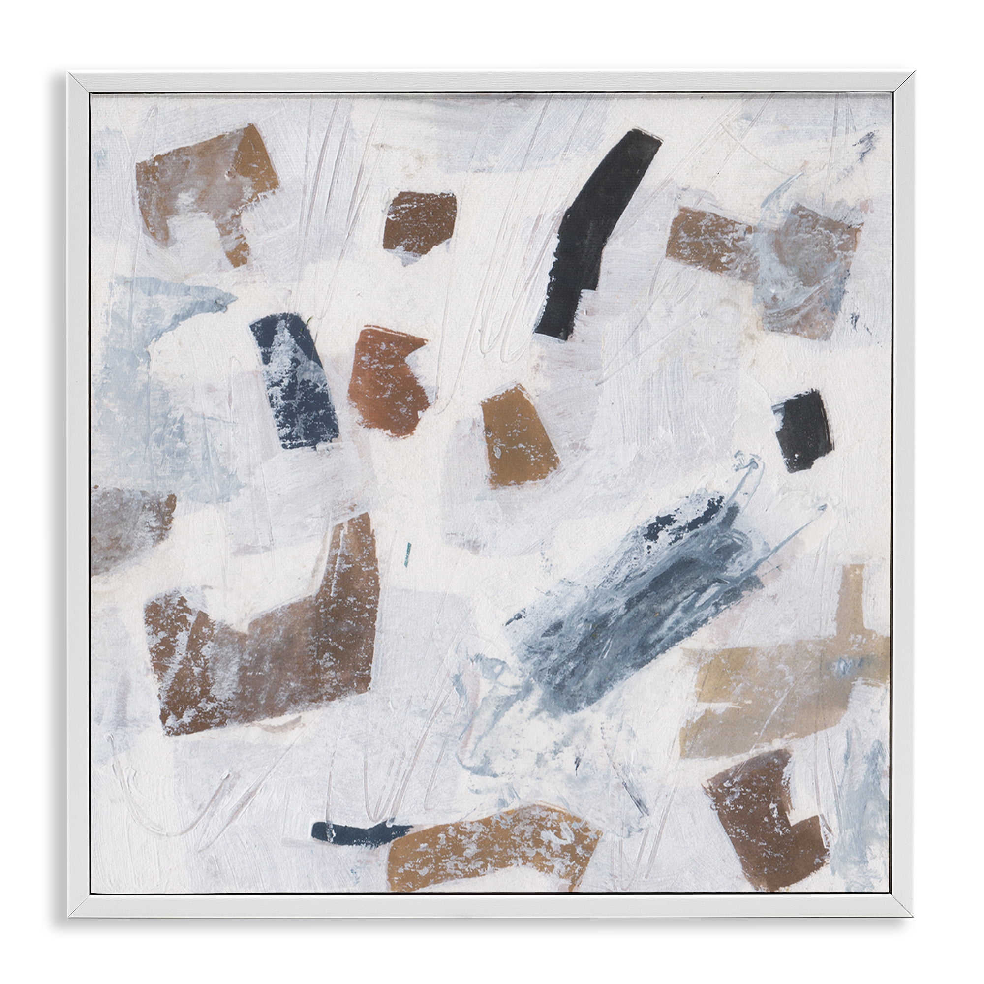 Stupell Industries Dappled Abstract Forms Abstract Painting White Framed Art Print Wall Art, 12 x 12