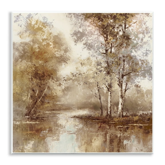 Stupell Industries Dappled Forest Scenery Landscape & Nature Painting Unframed Art Print Wall Art, 12 x 12