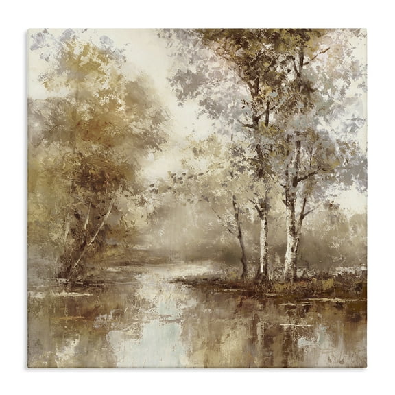 Stupell Industries Dappled Forest Scenery Landscape & Nature Painting Wrapped Canvas Canvas Art Print Wall Art, 30 x 30