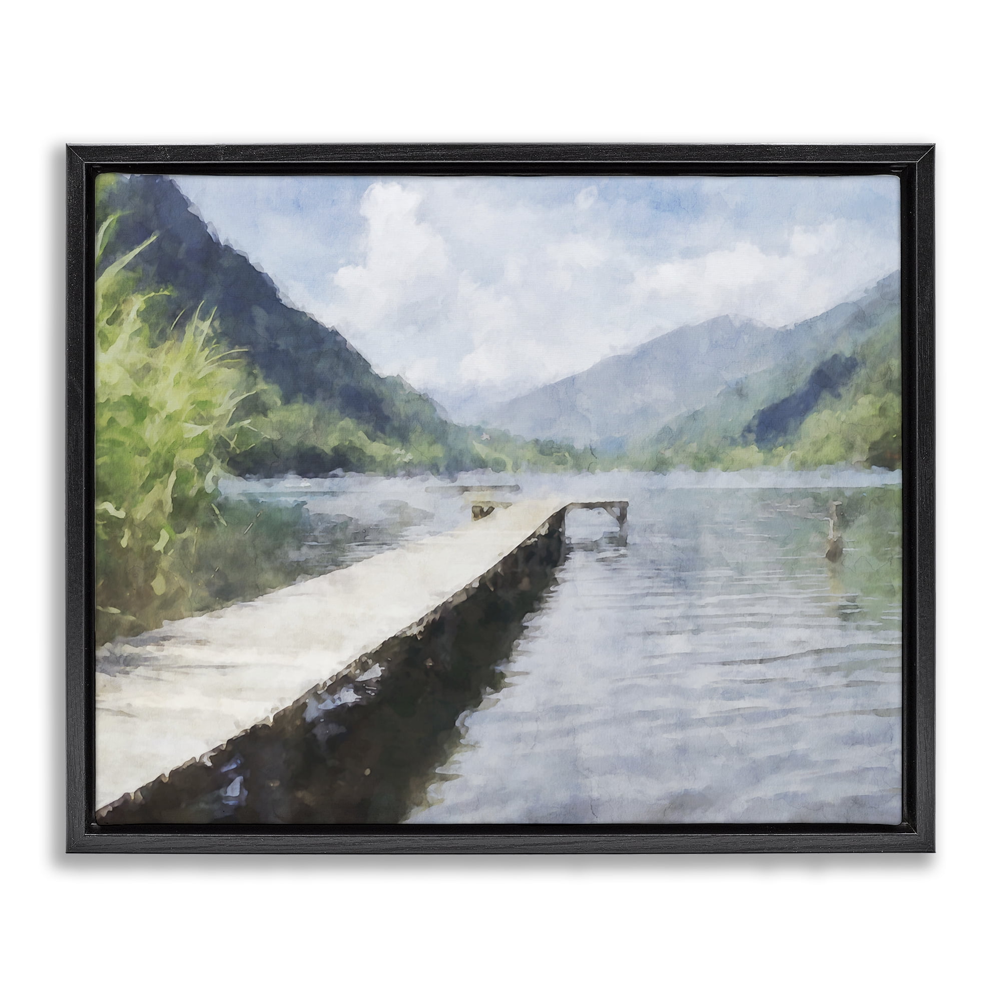 Stupell Industries Dappled Lake Dock Black Framed Floater Canvas Wall Art, design by Kim Curinga
