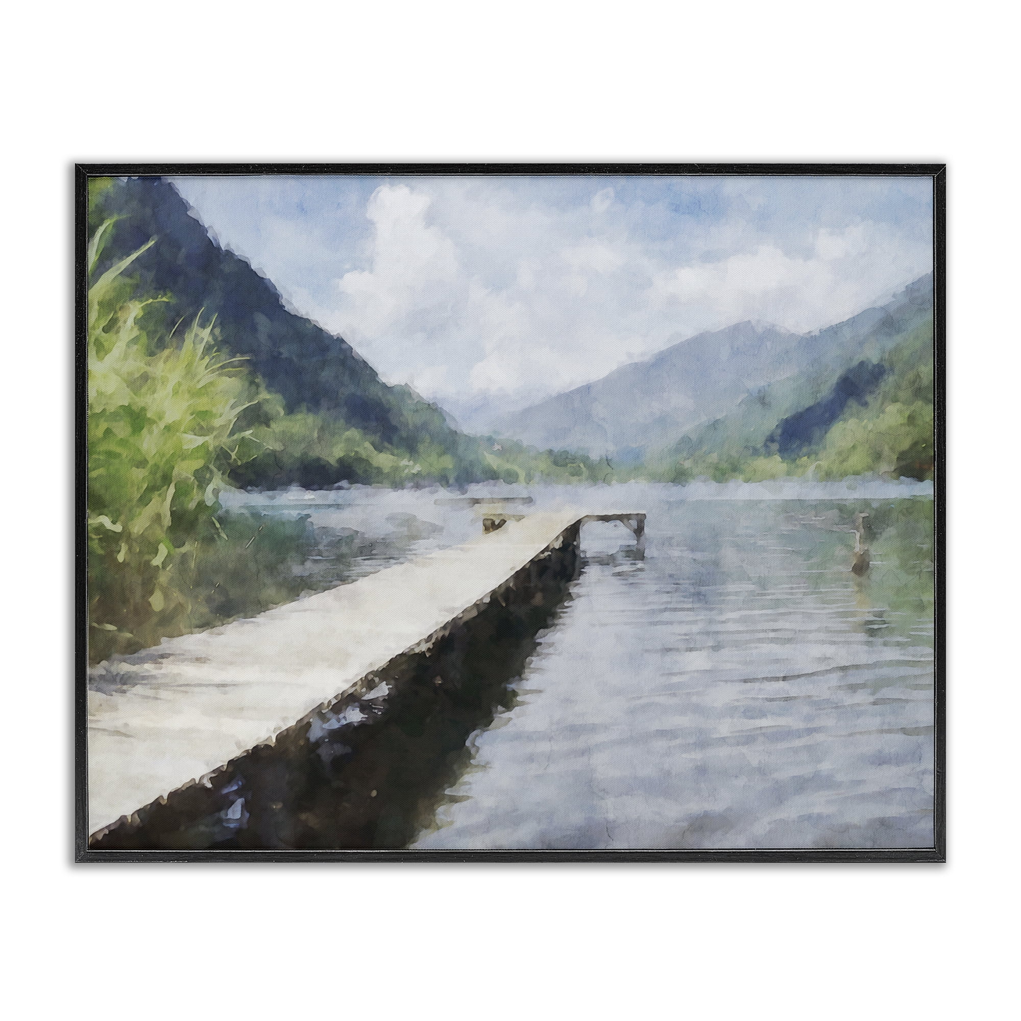 Stupell Industries Dappled Lake Dock Black Framed Giclee Art, design by Kim Curinga