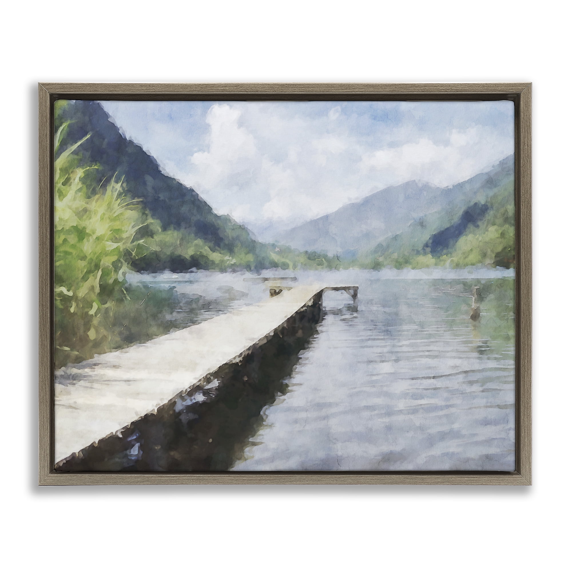 Stupell Industries Dappled Lake Dock Brown Framed Floater Canvas Wall Art, design by Kim Curinga