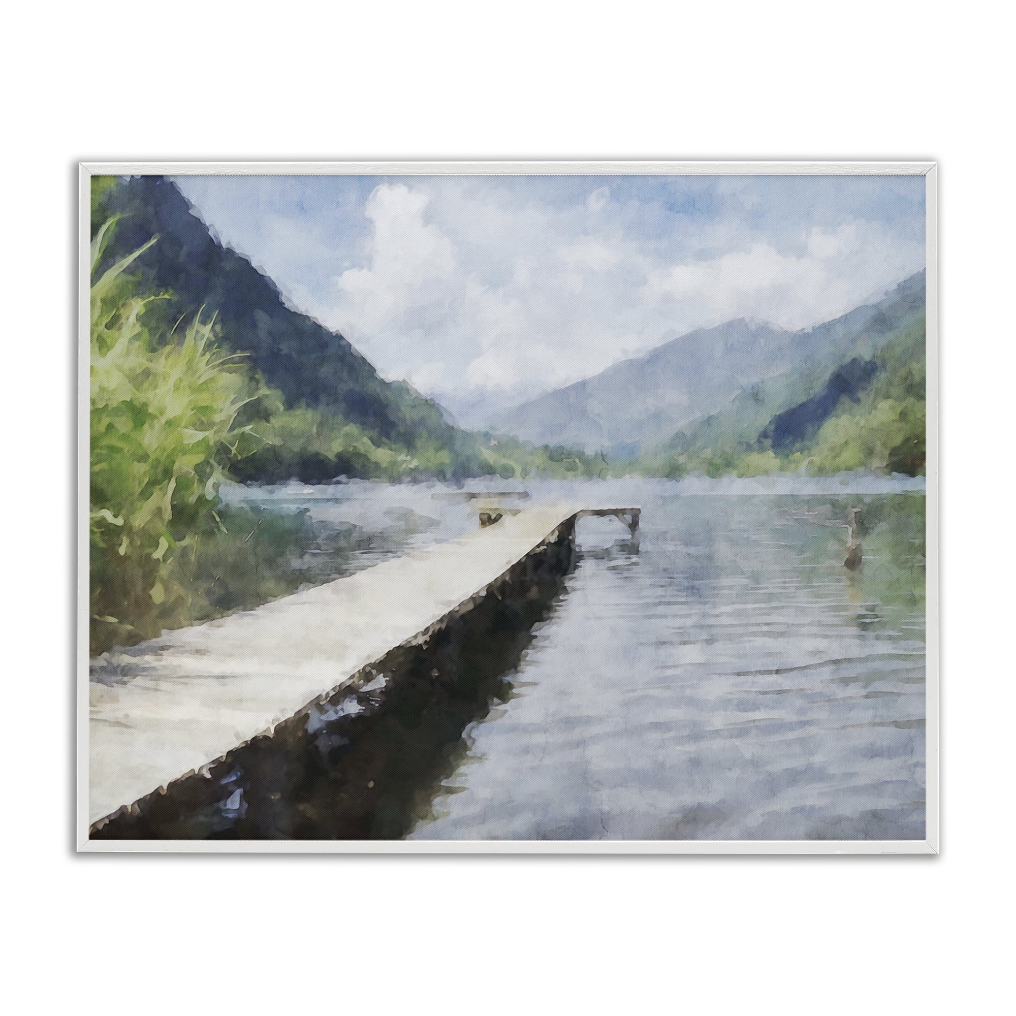 Stupell Industries Dappled Lake Dock White Framed Giclee Art, design by Kim Curinga