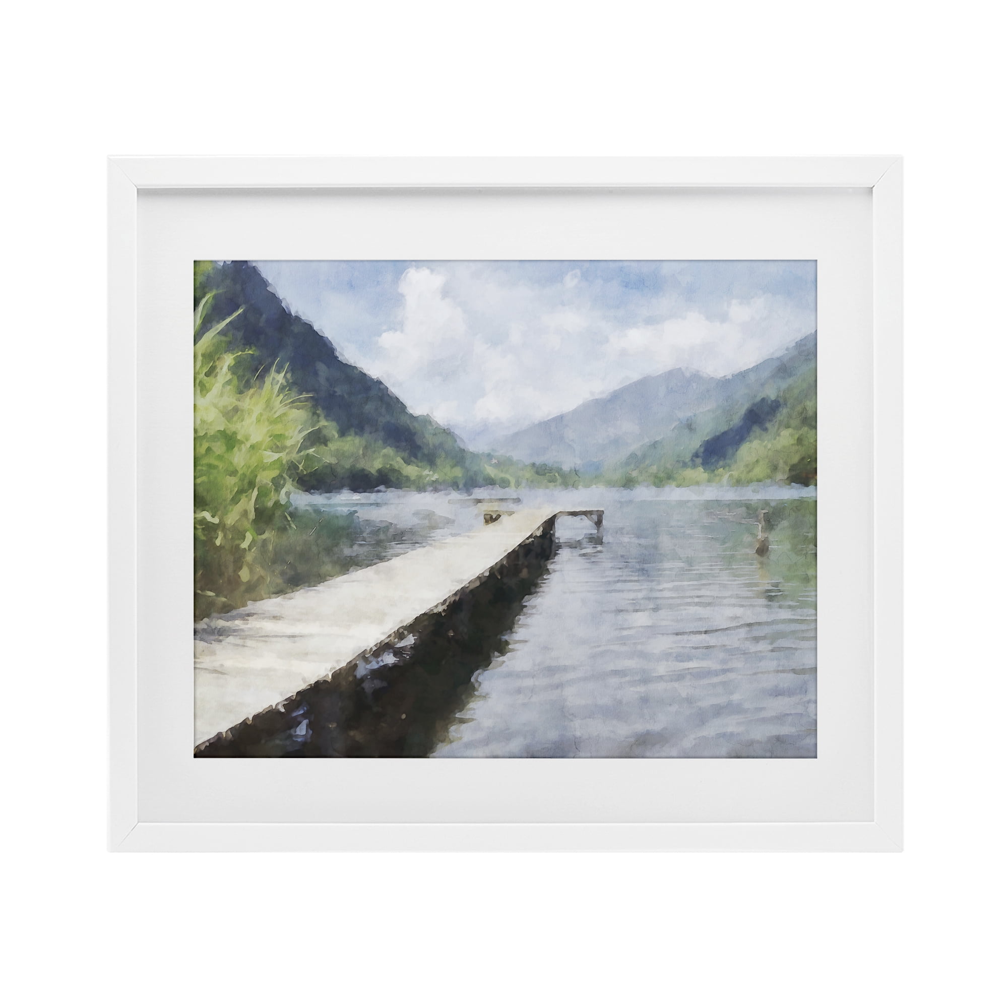 Stupell Industries Dappled Lake Dock White Framed Print Under Glass, design by Kim Curinga
