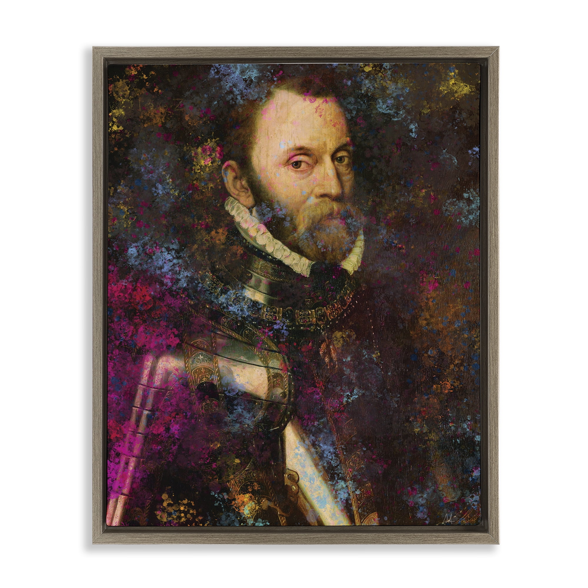 Stupell Industries Dappled Royalty Portrait Brown Framed Floater Canvas Wall Art, design by Sarah Adams
