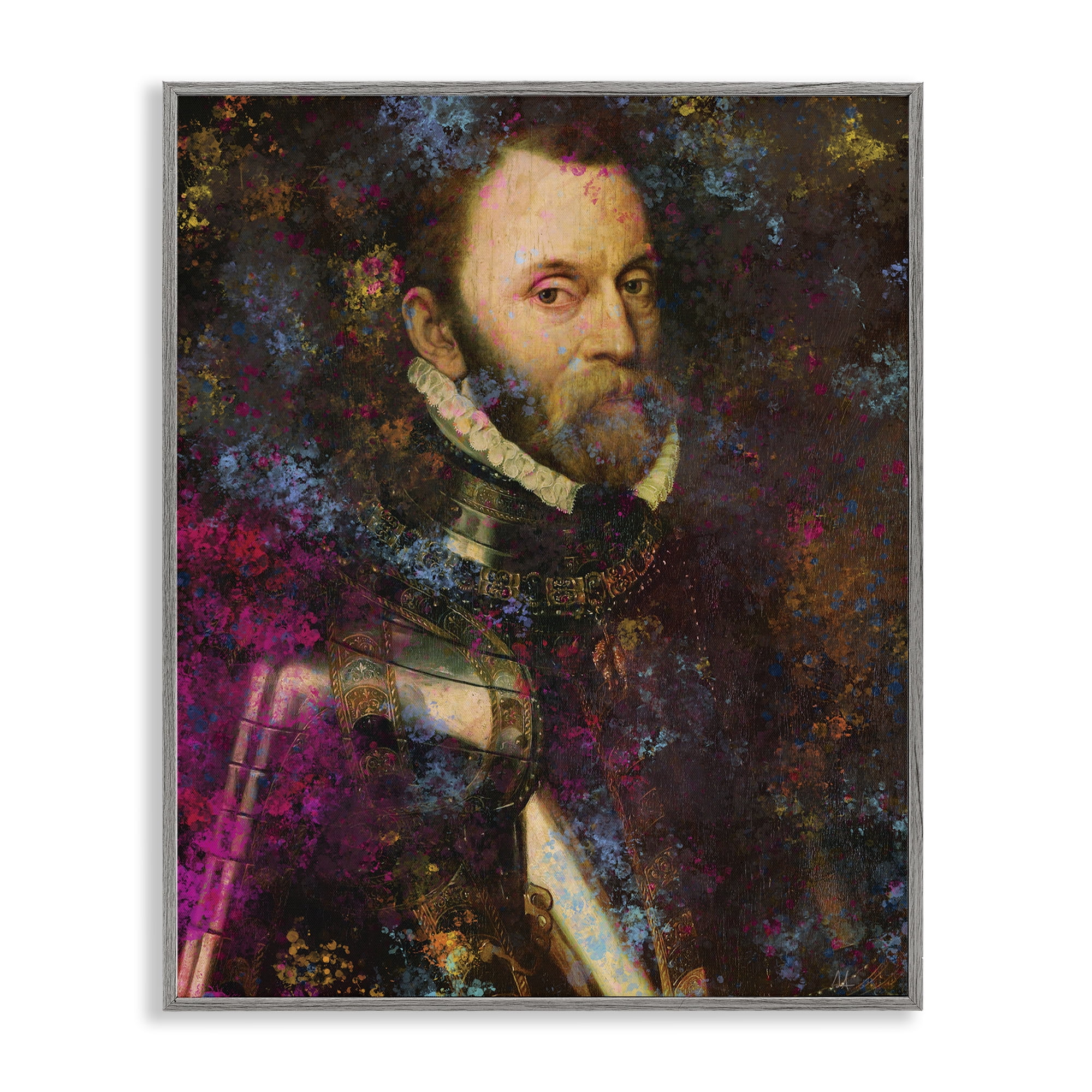 Stupell Industries Dappled Royalty Portrait Gray Framed Giclee Art, design by Sarah Adams