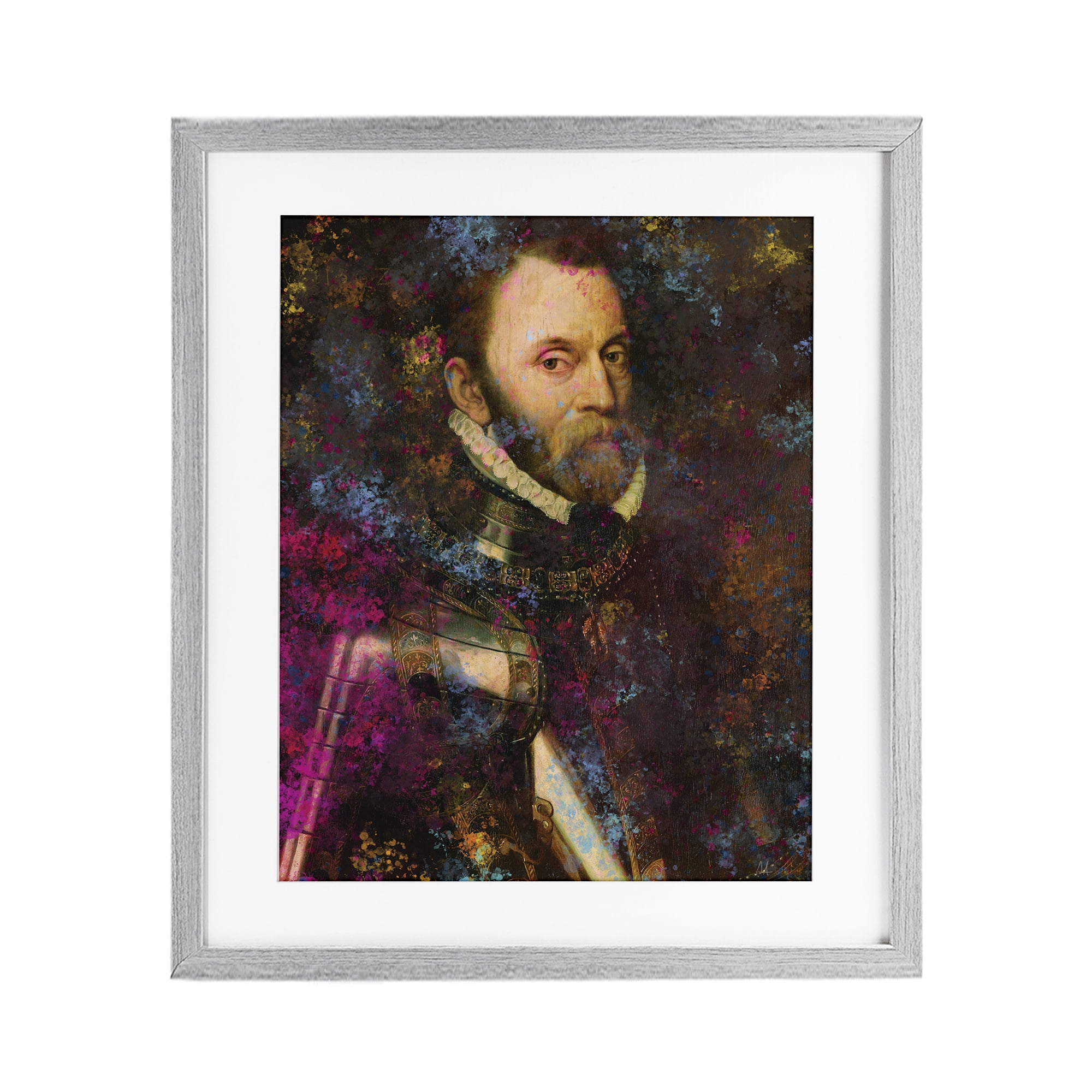 Stupell Industries Dappled Royalty Portrait Gray Framed Print Under Glass, design by Sarah Adams
