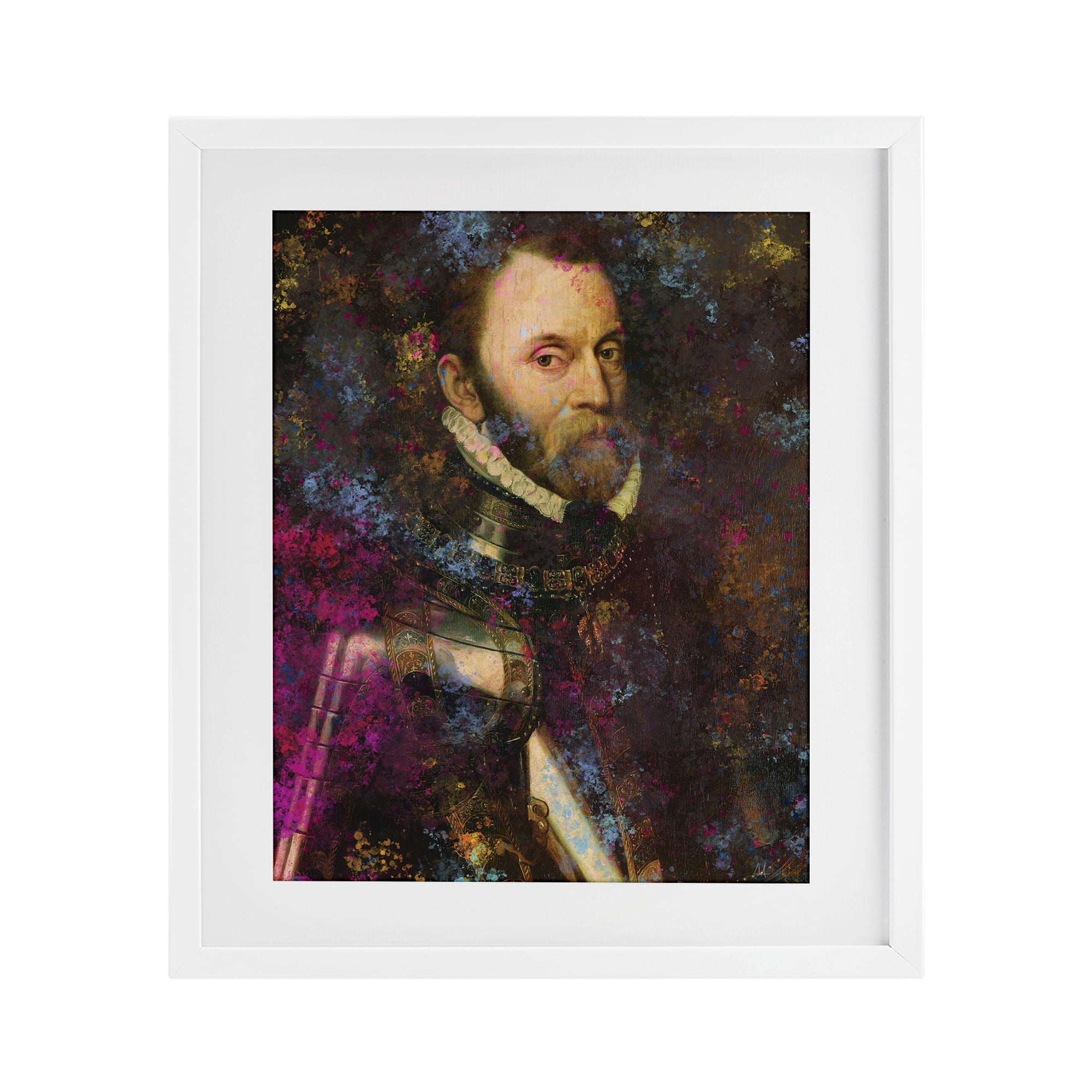 Stupell Industries Dappled Royalty Portrait White Framed Print Under Glass, design by Sarah Adams