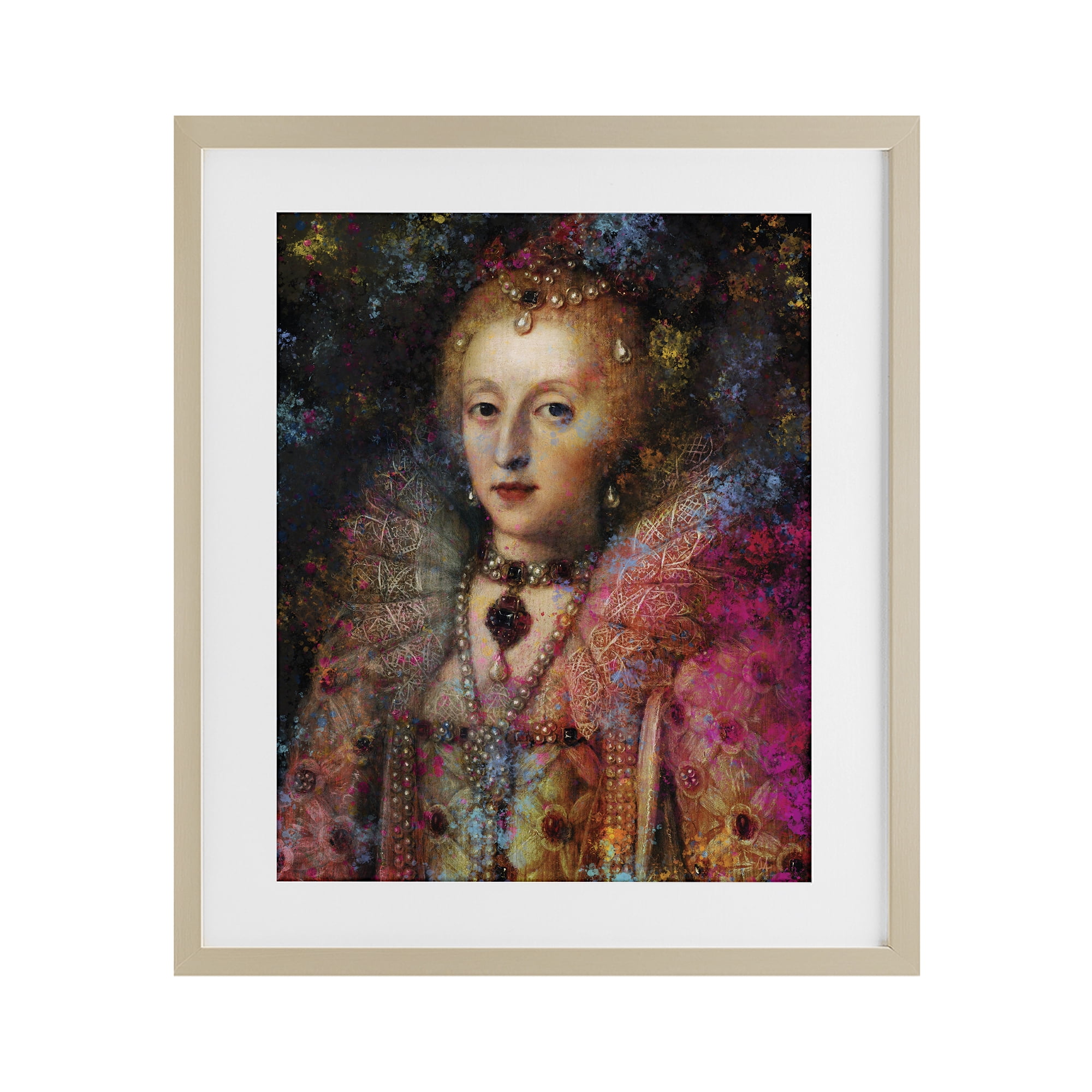 Stupell Industries Dappled Royalty Renaissance Portrait Birch Framed Print Under Glass, design by Sarah Adams