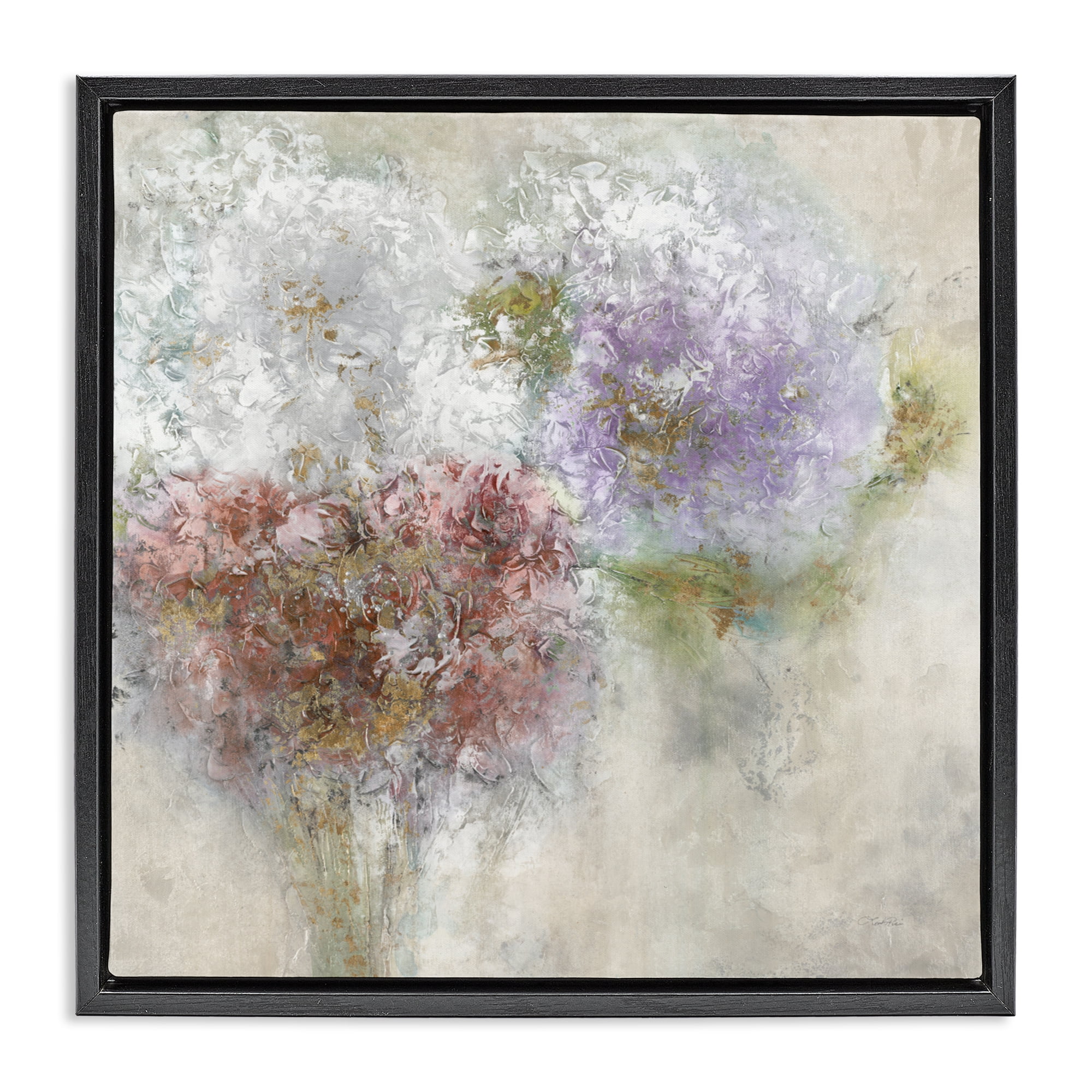 Stupell Industries Dappled Visuals Flowers Black Framed Floater Canvas Wall Art, design by Leah Rei