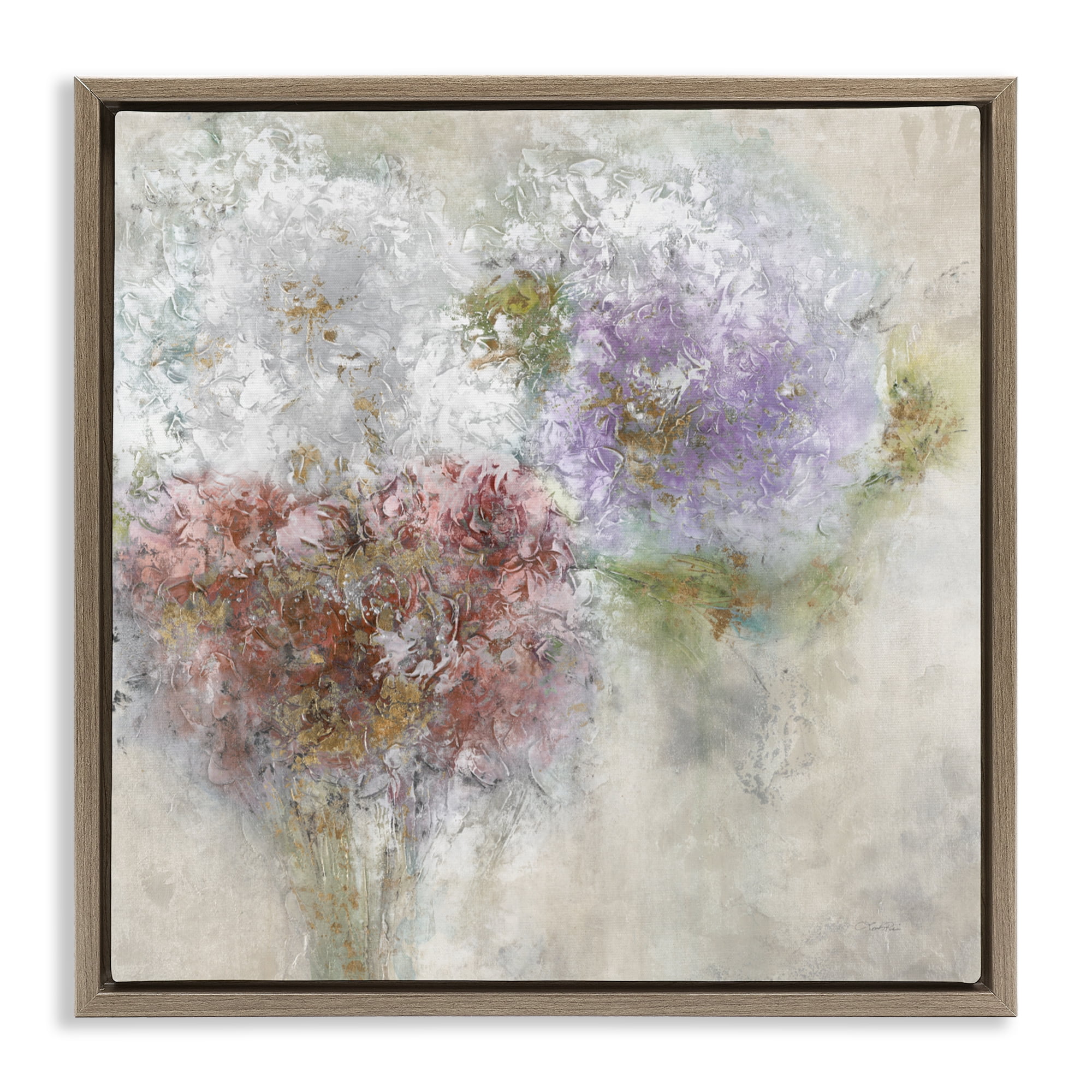 Stupell Industries Dappled Visuals Flowers Brown Framed Floater Canvas Wall Art, design by Leah Rei