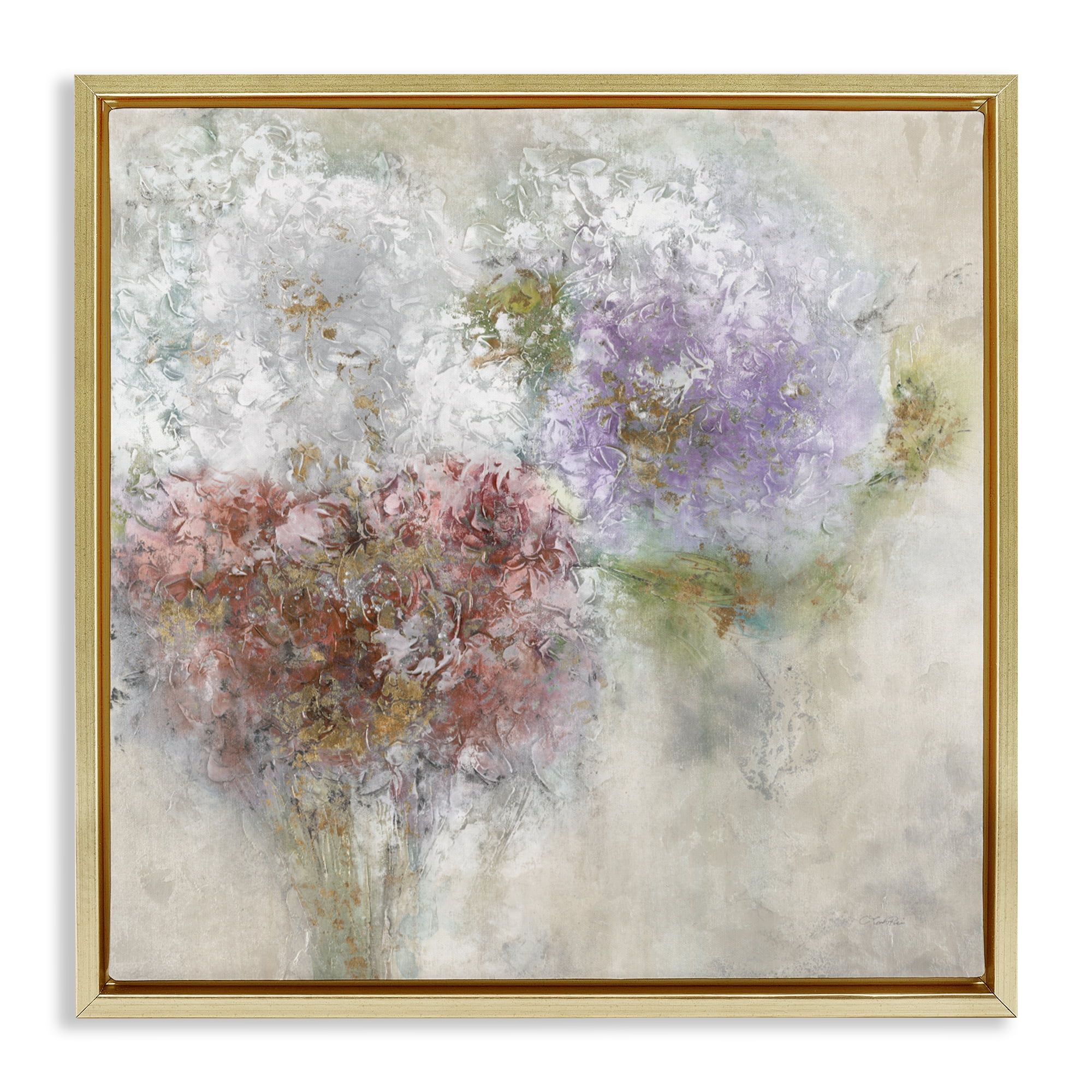 Stupell Industries Dappled Visuals Flowers Gold Framed Floater Canvas Wall Art, design by Leah Rei