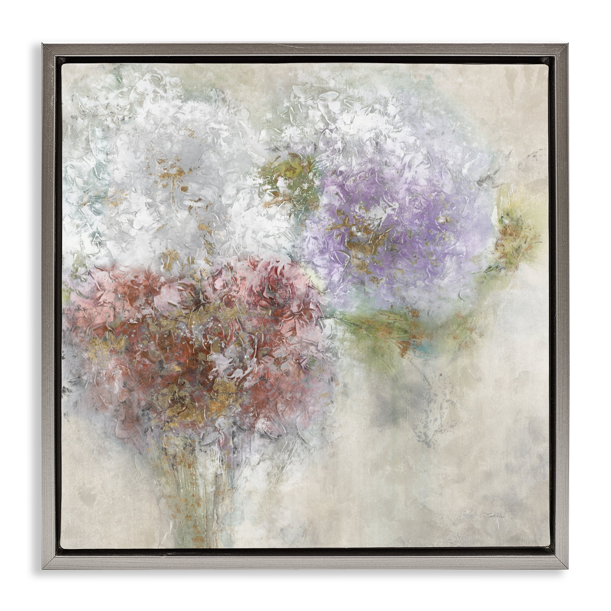 Stupell Industries Dappled Visuals Flowers Gray Framed Floater Canvas Wall Art, design by Leah Rei