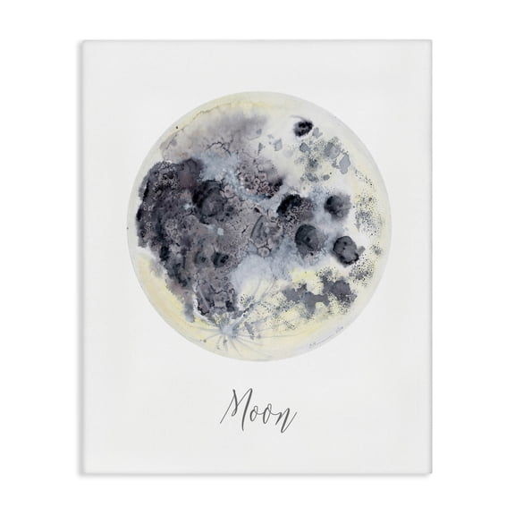 Stupell Industries Dappled Watercolor Moon Canvas Wall Art design by Brett Blumenthal, 20 x 16