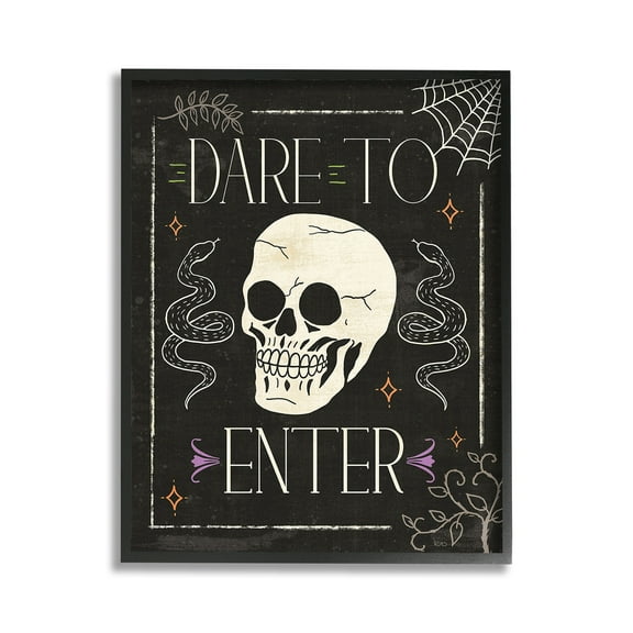 Stupell Industries Dare To Enter Phrase Holiday Painting Black Framed Art Print Wall Art, 11 x 14