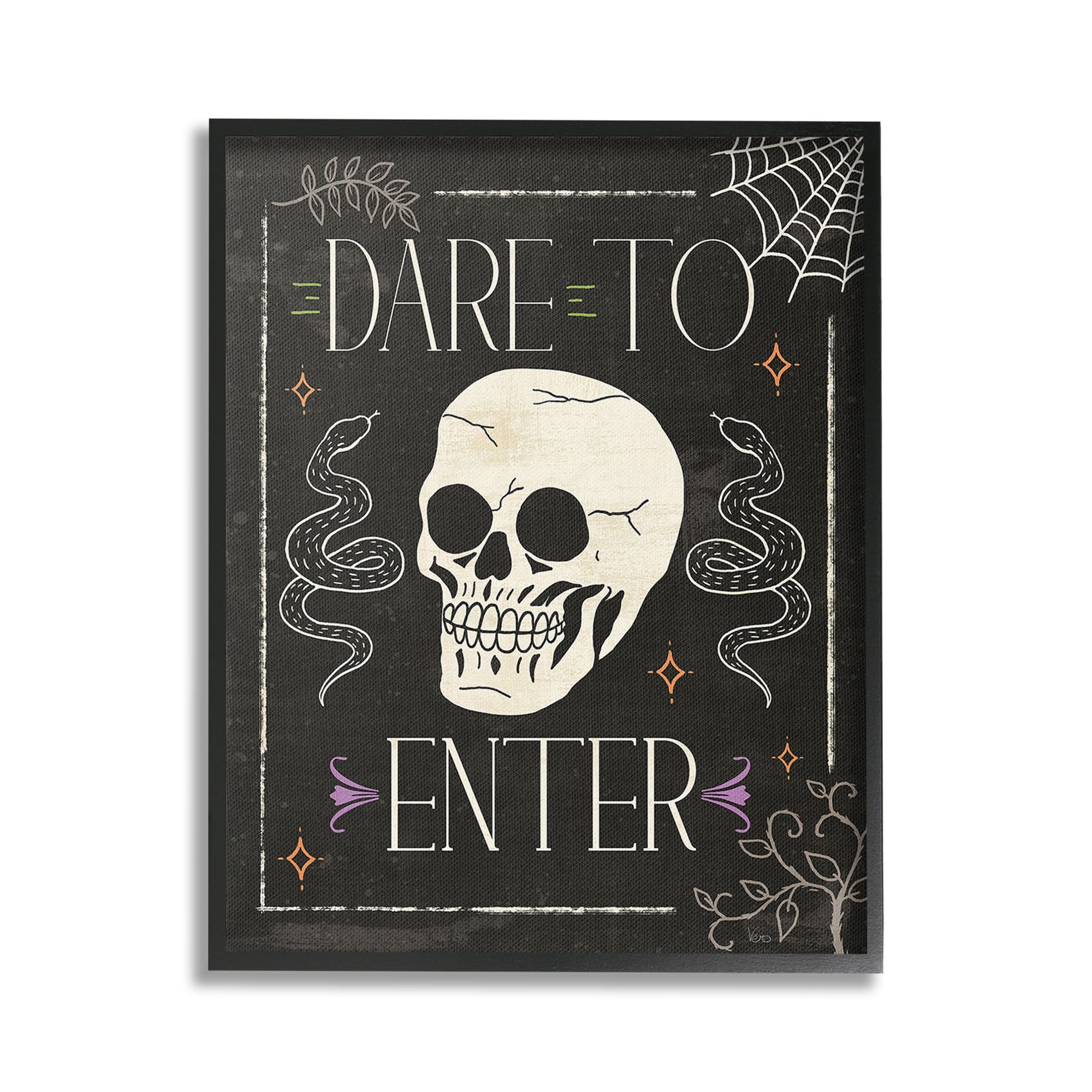 Stupell Industries Dare To Enter Phrase Holiday Painting Black Framed Art Print Wall Art, 24 x 30