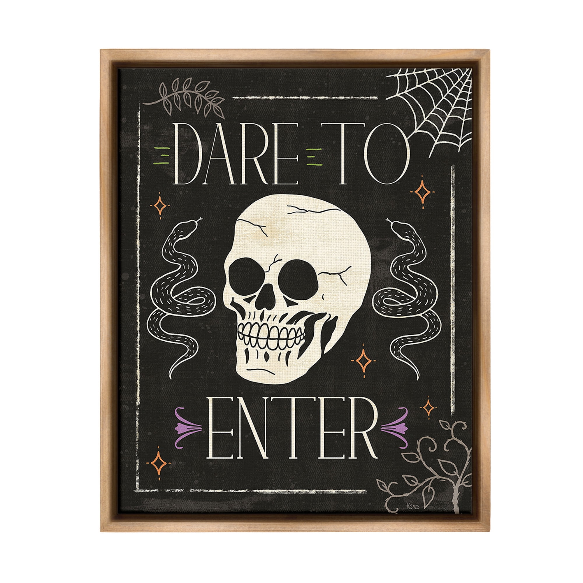 Stupell Industries Dare To Enter Phrase Holiday Painting Brown Floater Framed Canvas Art Print Wall Art, 17 x 21