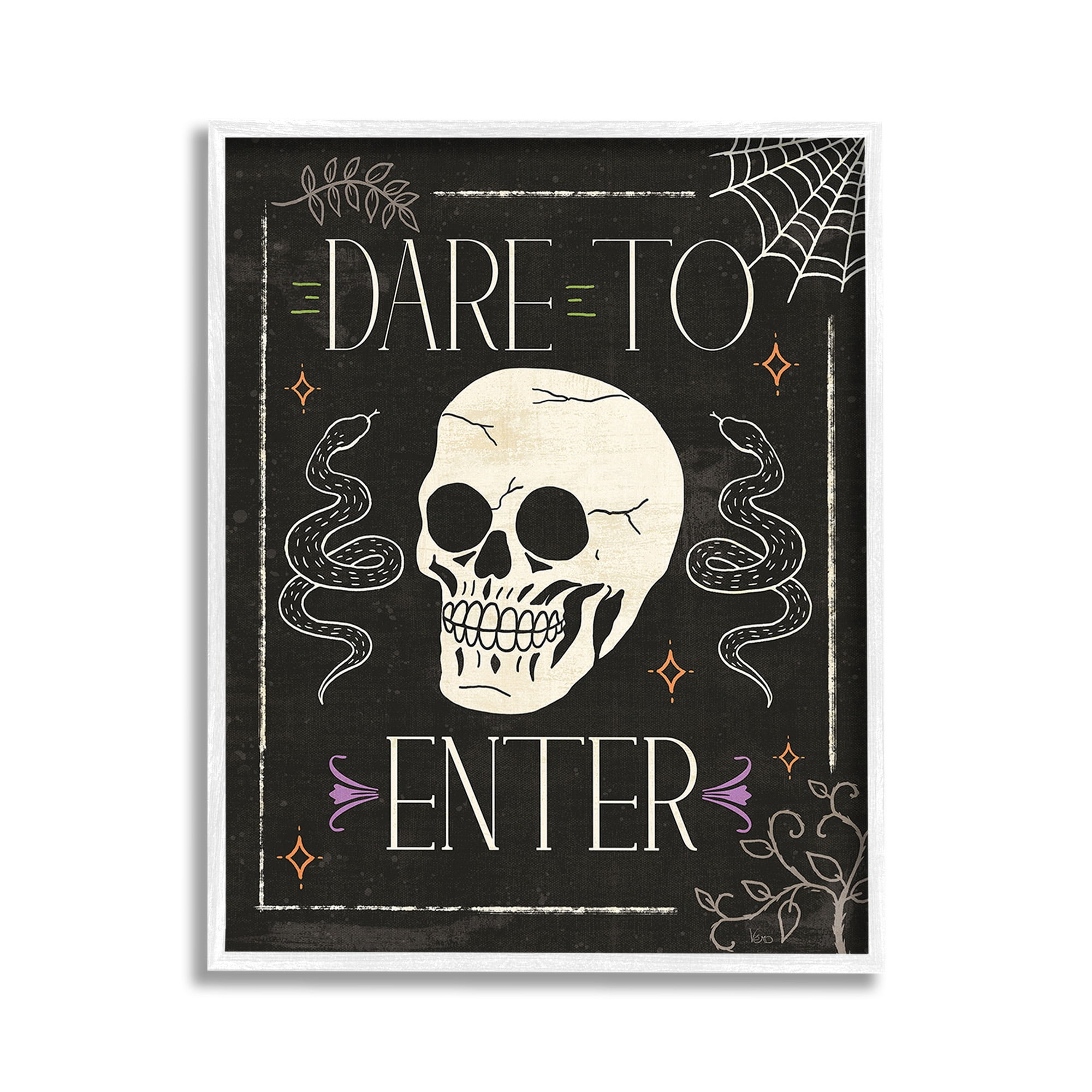 Stupell Industries Dare To Enter Phrase Holiday Painting White Framed Art Print Wall Art, 11 x 14