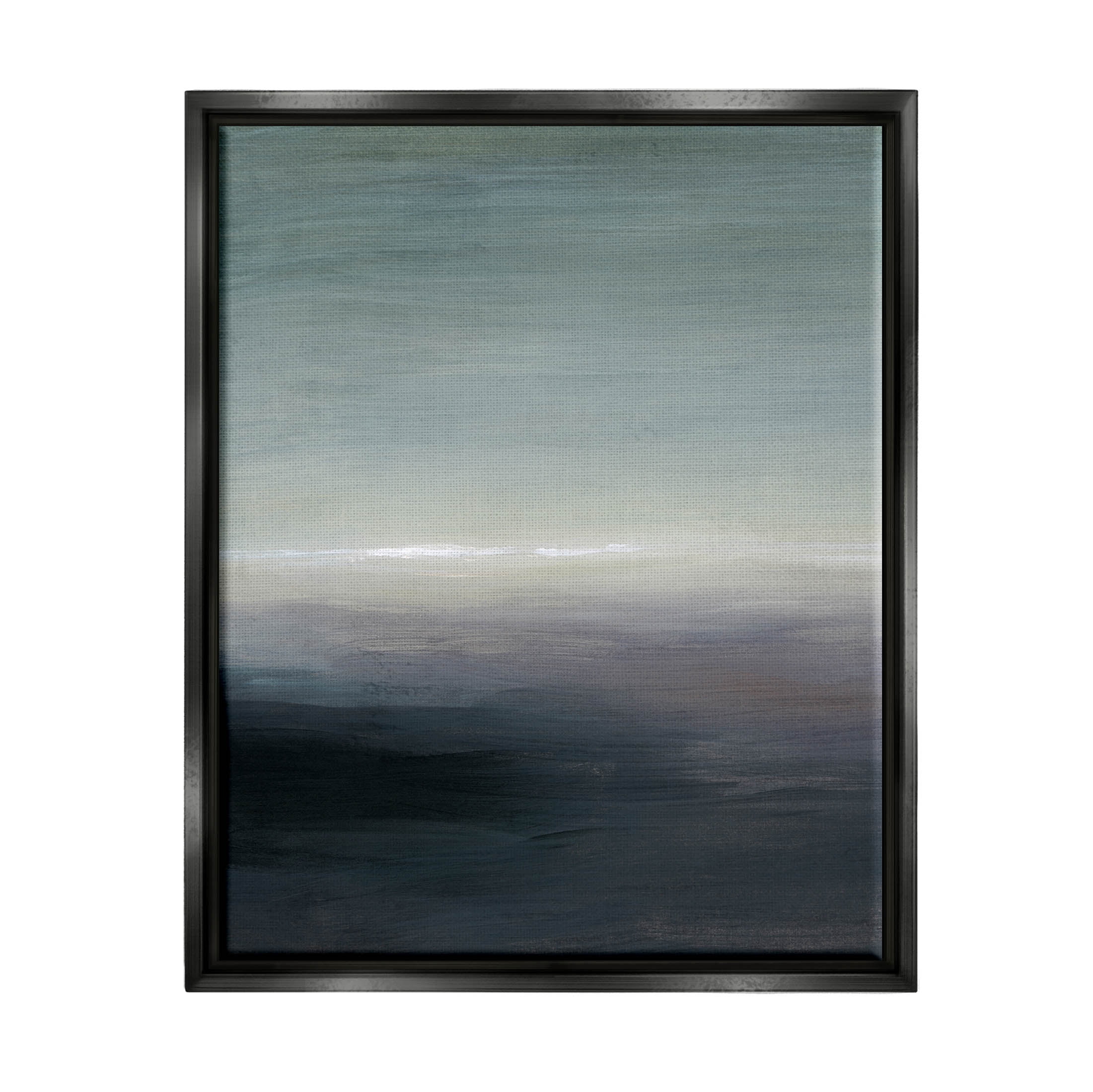 Stupell Industries Dark Abstract Landscape Horizon Painting Jet Black Floating Framed Canvas Print Wall Art, Design by Grace Popp