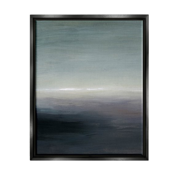 Stupell Industries Dark Abstract Landscape Horizon Painting Jet Black Floating Framed Canvas Print Wall Art, Design by Grace Popp