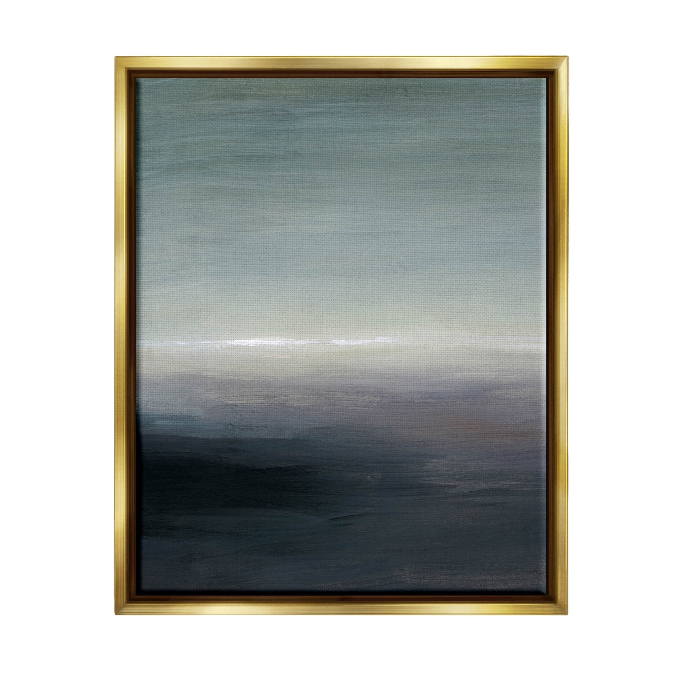 Stupell Industries Dark Abstract Landscape Horizon Painting Metallic Gold Floating Framed Canvas Print Wall Art, Design by Grace Popp