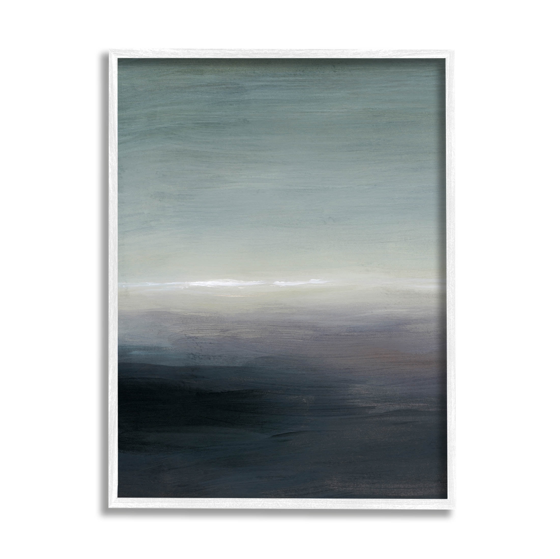 Stupell Industries Dark Abstract Landscape Horizon Painting White Framed Art Print Wall Art, Design by Grace Popp