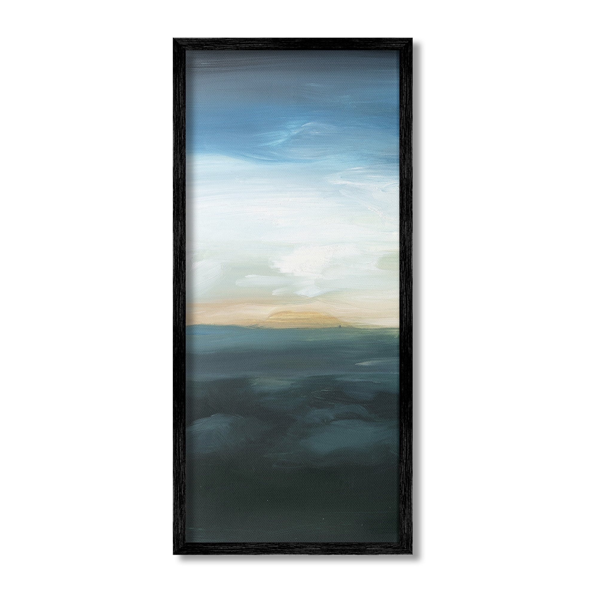 Stupell Industries Dark Abstract Sunrise Landscape Painting Black Framed Art Print Wall Art, 10 x 24