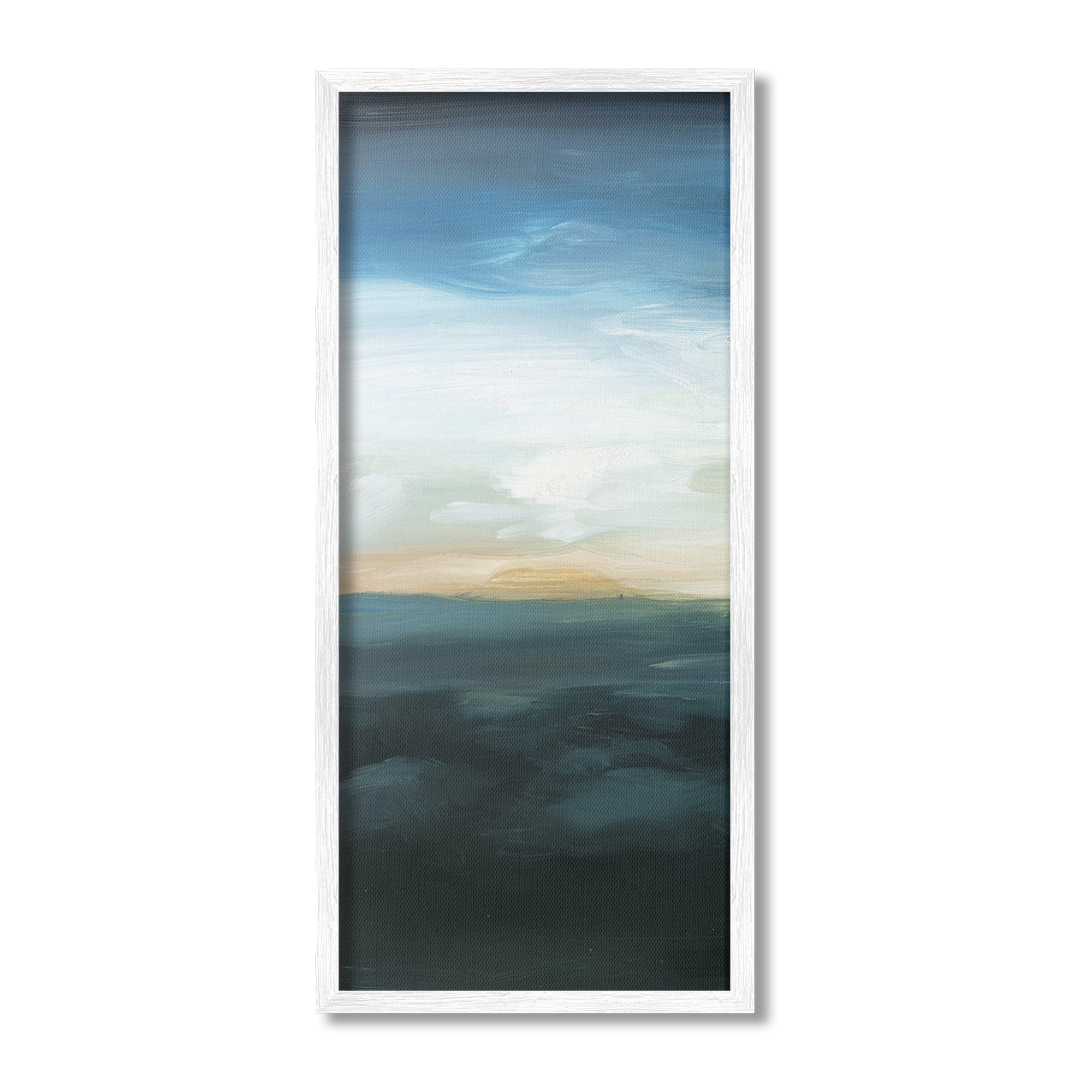 Stupell Industries Dark Abstract Sunrise Landscape Painting White Framed Art Print Wall Art, 10 x 24