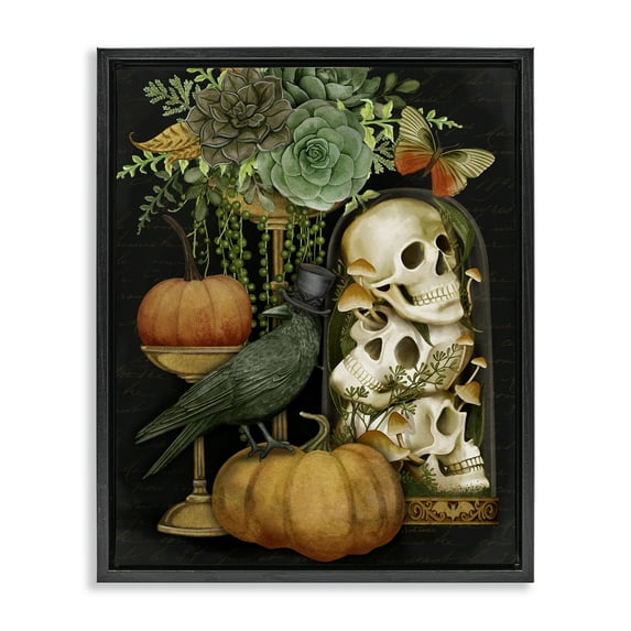 Stupell Industries Dark Academia Motif Black Framed Floater Canvas Wall Art design by Nicole Tamarin, 21 x 17
