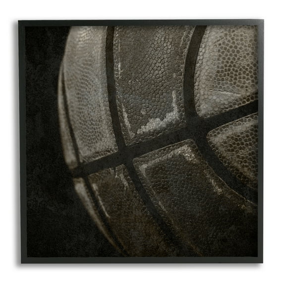 Stupell Industries Dark Basketball Photography Sports Photography Black Framed Art Print Wall Art, 12 x 12