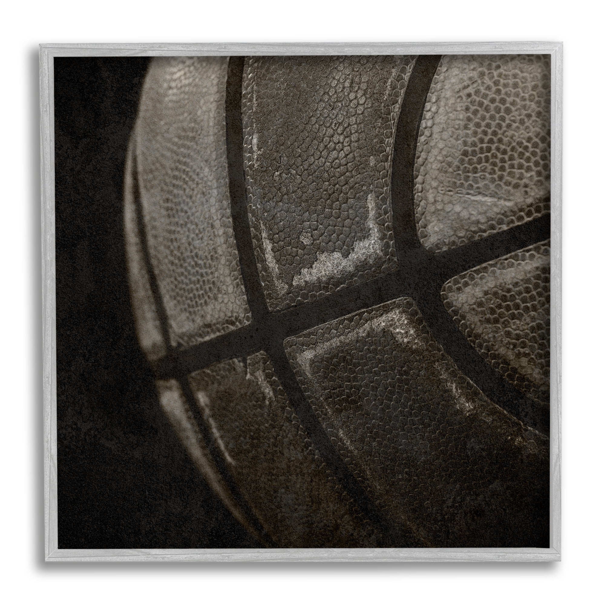 Stupell Industries Dark Basketball Photography Sports Photography Gray Framed Art Print Wall Art, 24 x 24
