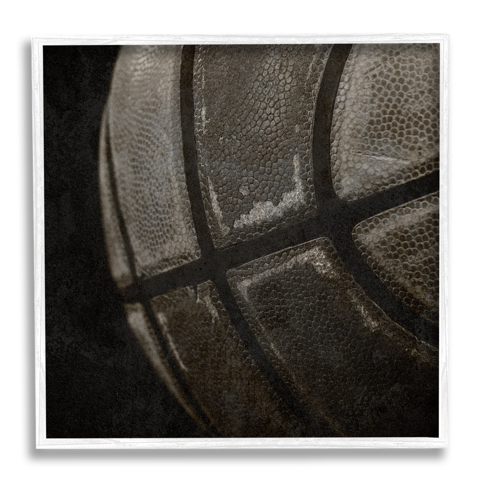 Stupell Industries Dark Basketball Photography Sports Photography White Framed Art Print Wall Art, 17 x 17