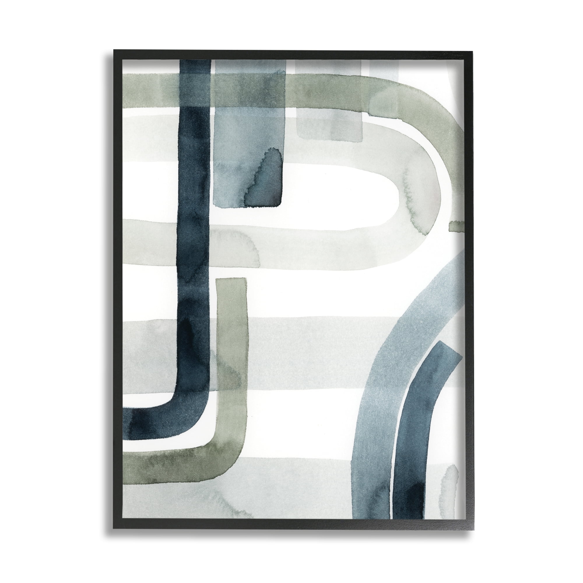 Stupell Industries Dark Blue Green Linework Abstract Swoop Design Abstract Painting Unframed Art Print Wall Art, 13 x 19
