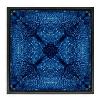 Stupell Industries Dark Blue Patterned Abstract Painting Black Floater Framed Canvas Art Print Wall Art, 18 x 18