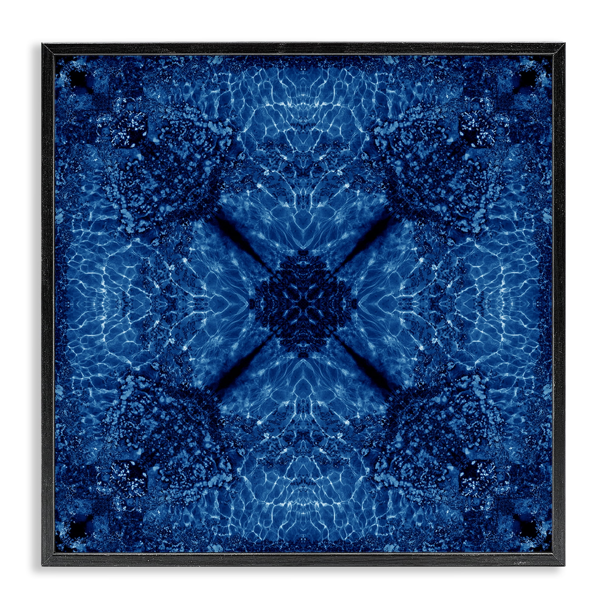 Stupell Industries Dark Blue Patterned Abstract Painting Black Framed Art Print Wall Art, 24 x 24